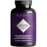 NAOMI Italian Citrus Bergamot 500mg + Nitric Oxide Support - Supports Healthy Cholesterol, Blood Flow &amp; Circulation Already in Normal Range - Patented BergAmore&reg; &amp; S7&reg; Blend, 30-Day Supply