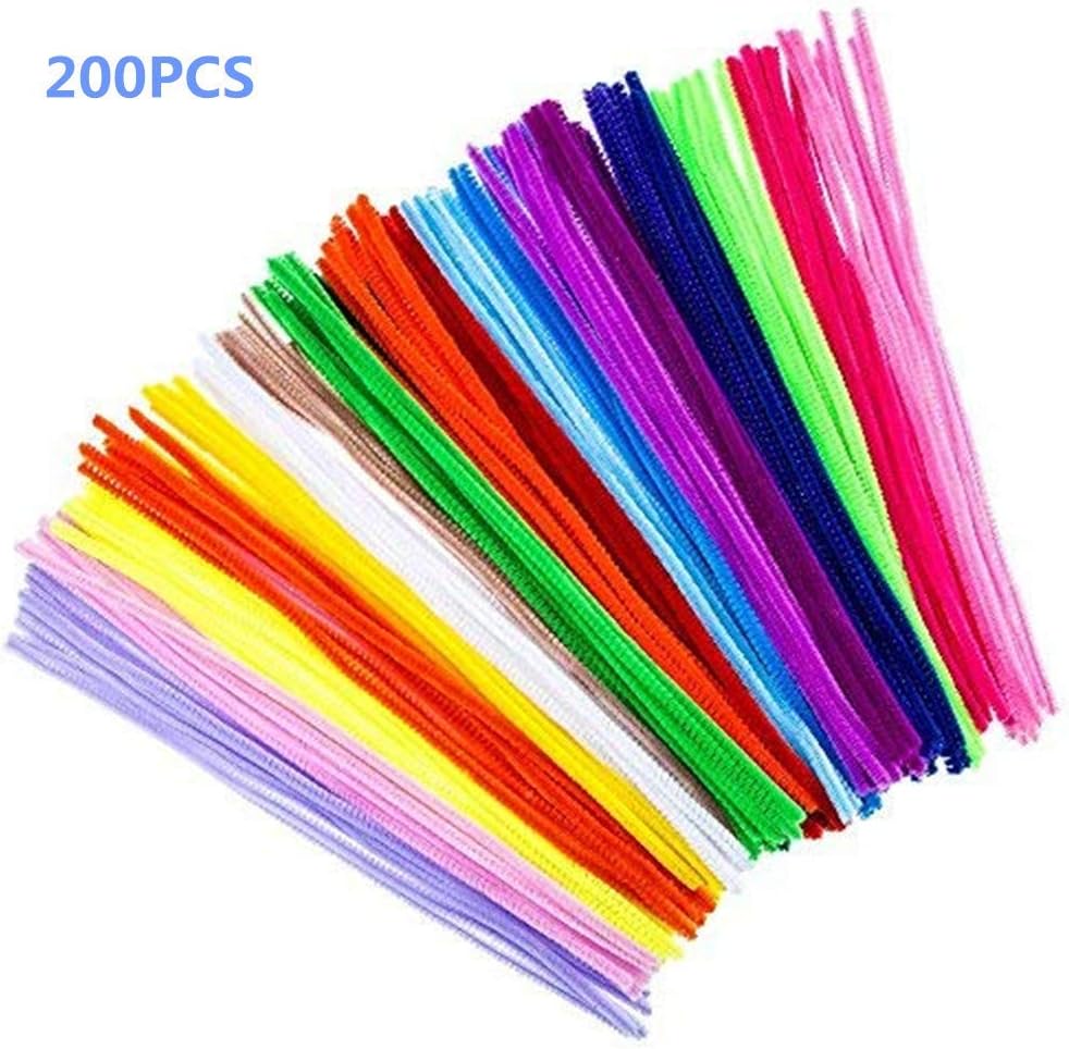 Craft Pipe Cleaners 6 mm x 12 Inch Chenille Stems for Kids Toys DIY Art Craft Decorations Scrapbooking Embellishments Random Color Pack of 200