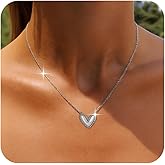 Sonateomber Gold Silver Heart Pendant Necklace for Women, Dainty Cute CZ Rhinestone Pearl Love Dangle Adjustable Chain Choker Necklaces Wedding Prom Accessories Fashion Jewelry Gift