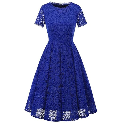 Kanpola Kleider Damen Elegant - Spitzenkleid Frauen Vintage Party Spitze Sommerkleid A-Linie Swing Kleid Knielang Spitzenkleid Abendkleider Cocktailkleid Partykleid