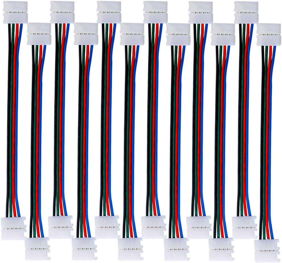 QitinDasen 12Pcs Professional LED Strip Jumper, Non-Waterproof Snap Down Connector, 10mm Solderless, 5050 RGB Compatible