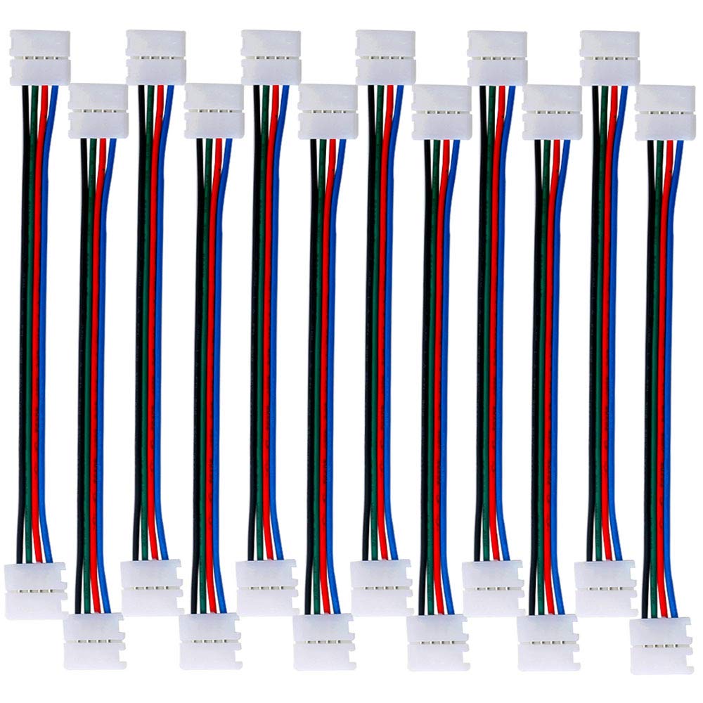 QitinDasen 12Pcs Professional LED Strip Jumper, Non-Waterproof Snap Down Connector, 10mm Solderless, 5050 RGB Compatible