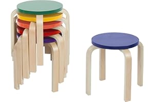ECR4Kids Bentwood Stackable Stools, Classroom Furniture, Assorted, 6-Piece