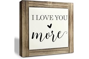 XJCUG Inspirational Wood Signs, Box Wood Plaques Desk Décor, Love Sign, Tabletop Decor, Nursery Wood Decoration for Shelf, Kids Room Decor, Couple Bedroom Decor, Gift for Husband Wife, I Love You More Sign