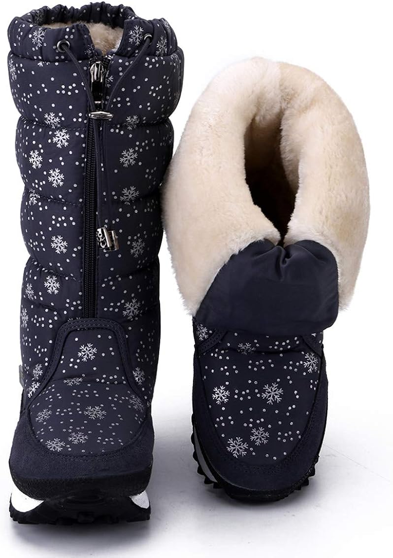 | DADAWEN Women's Winter Waterproof Fur Lined Frosty Snow Boots | Snow Boots