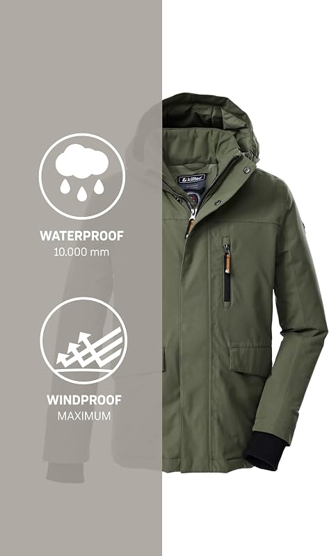 Niños Chaqueta de exterior/chaqueta funcional con capucha KOW 233 BYS JCKT, oliv, 176, 43585-000