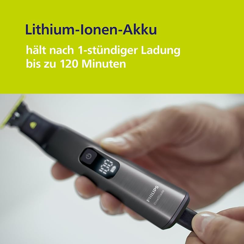 OneBlade Pro 360 Face & Body - elektrischer Rasierer, Trimmer & Bodygroomer, 2x 360 Klingen, Präzisionskamm, 2x Körperaufsätze, Reisetasche, Ladestation, für Gesicht & Körper (QP6652/30)