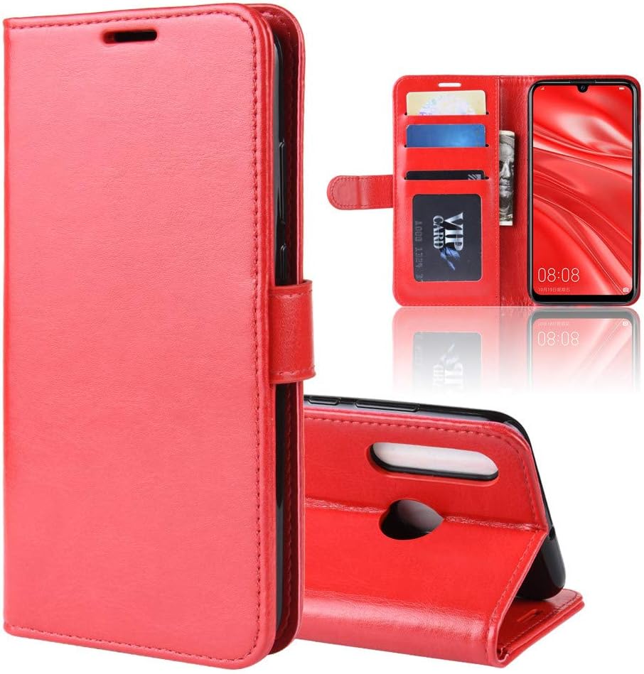 Amaxy Compatible with Honor 20 lite Case/Honor 10i Case/Huawei P Smart+ 2019 Case/Huawei Enjoy 9s Case 6.21" 2019, Wallet Case Folio Stand Purse Shockproof Protective Cover -red