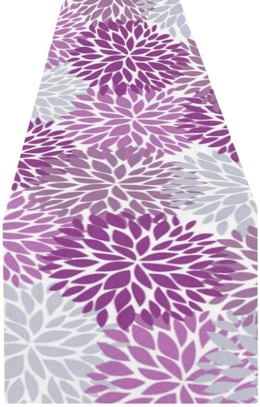 InterestPrint Dahlia Pinnata Flower Purple and Gray Table Runner Cotton Linen Home Decor for Home Kitchen Wedding Party Banquet Decoration 16 x 72 Inches: Kitchen & Dining