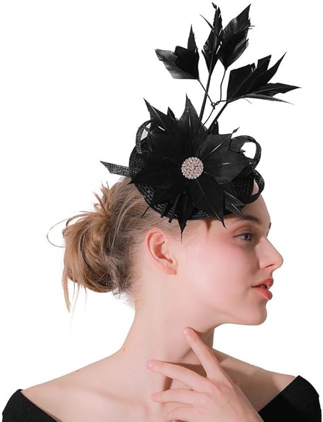 Wujiancheng Cintas Para El Pelo Boda Sombrero Pluma Flor Novia Horquilla Tocado Coctel Fiesta De Te Por Dia De La Mujer Amazon Es Hogar