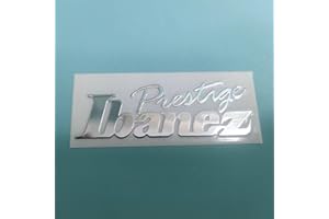 CJGHJNFF Suitable for Ibanez Guitar Head Logo - Metal Tags, DIY Electric Guitar Logo Stickers, UV Stickers, Tear Off Film (Silver)