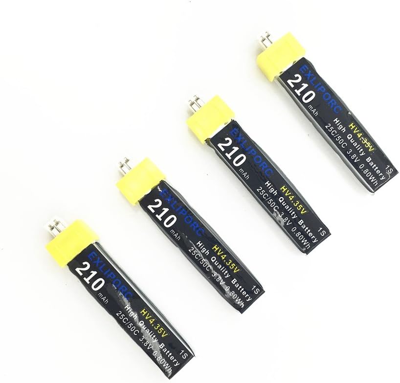 EXLIPORC 4pcs 210mAh HV 1S 3.8V 25C Lipo Battery for Tiny Whoop Blade Inductrix with JST-PH 2.0 Connector