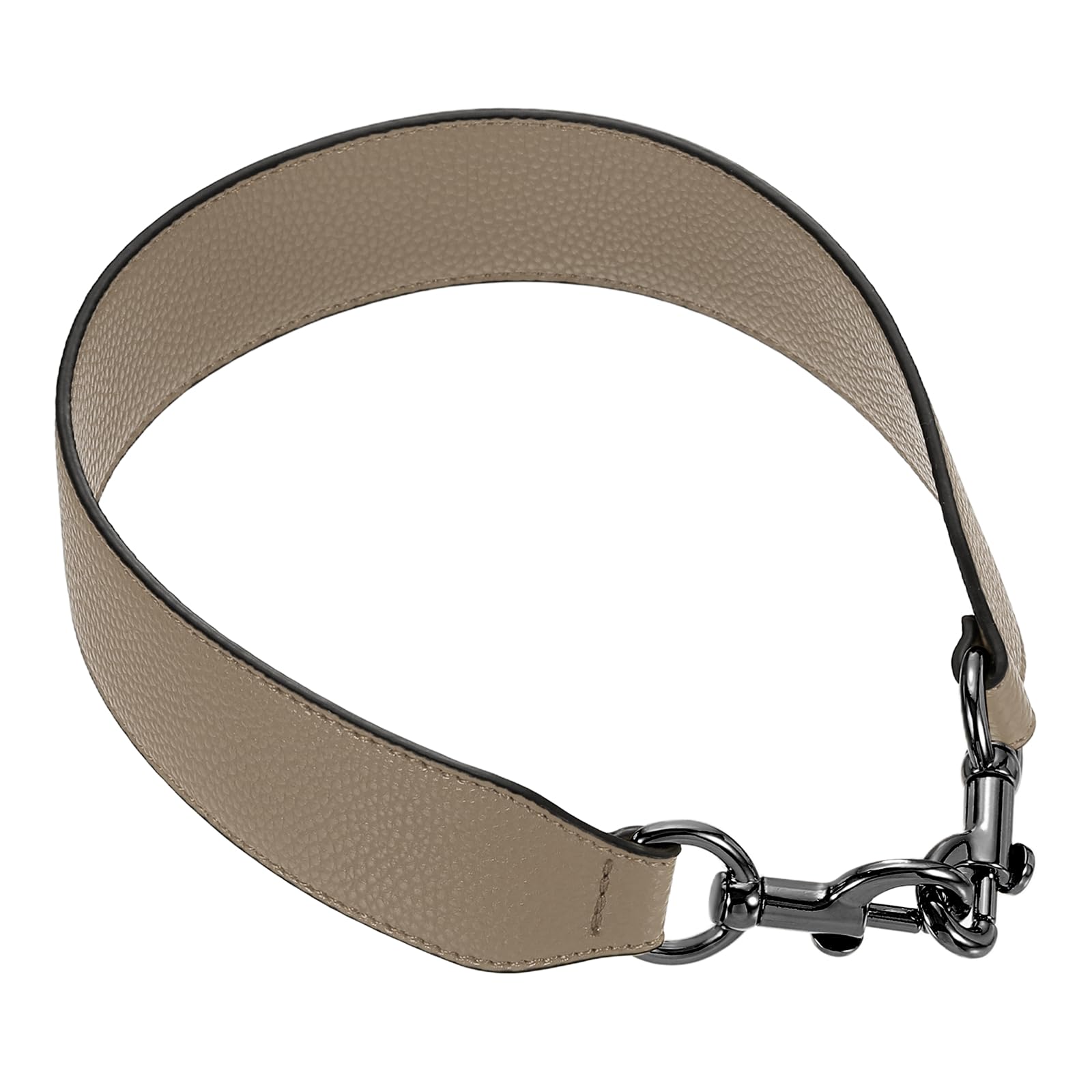 Photo 1 of uxcell 22.83 Inch PU Leather Short Bag Strap with Clasp, Purse Handles Handbags Replacement Straps for Clutch Bag Crossbody Underarm Bags, Dark Khaki, Metallic Black Buckle