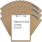 MIVIDE Clipboards, 23 Pack Hardboard Office Wood Clipboards Bulk, Letter Size Clipboard with Low Profile Clip, Clipboard with Hang for Classroom, School, Home, Office Supply