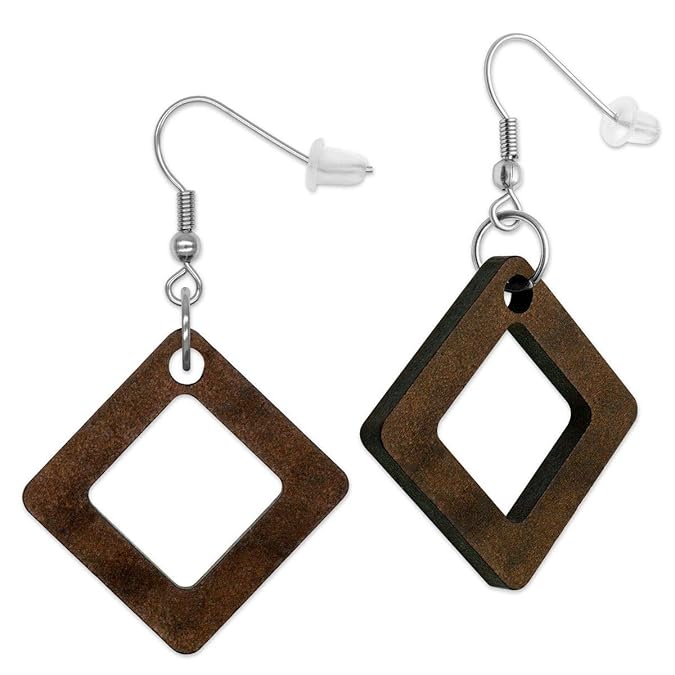 SoulCats® 1 Paar viereckige Holz Ohrringe für Damen in 5 Farben