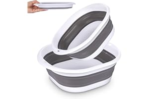 Witheeyou Collapsible Wash Basin, 2 Pack Portable Dish Tubs, 2.8L and 5.6L Multipurpose Folding Basin for Home, Kitchen, Camp