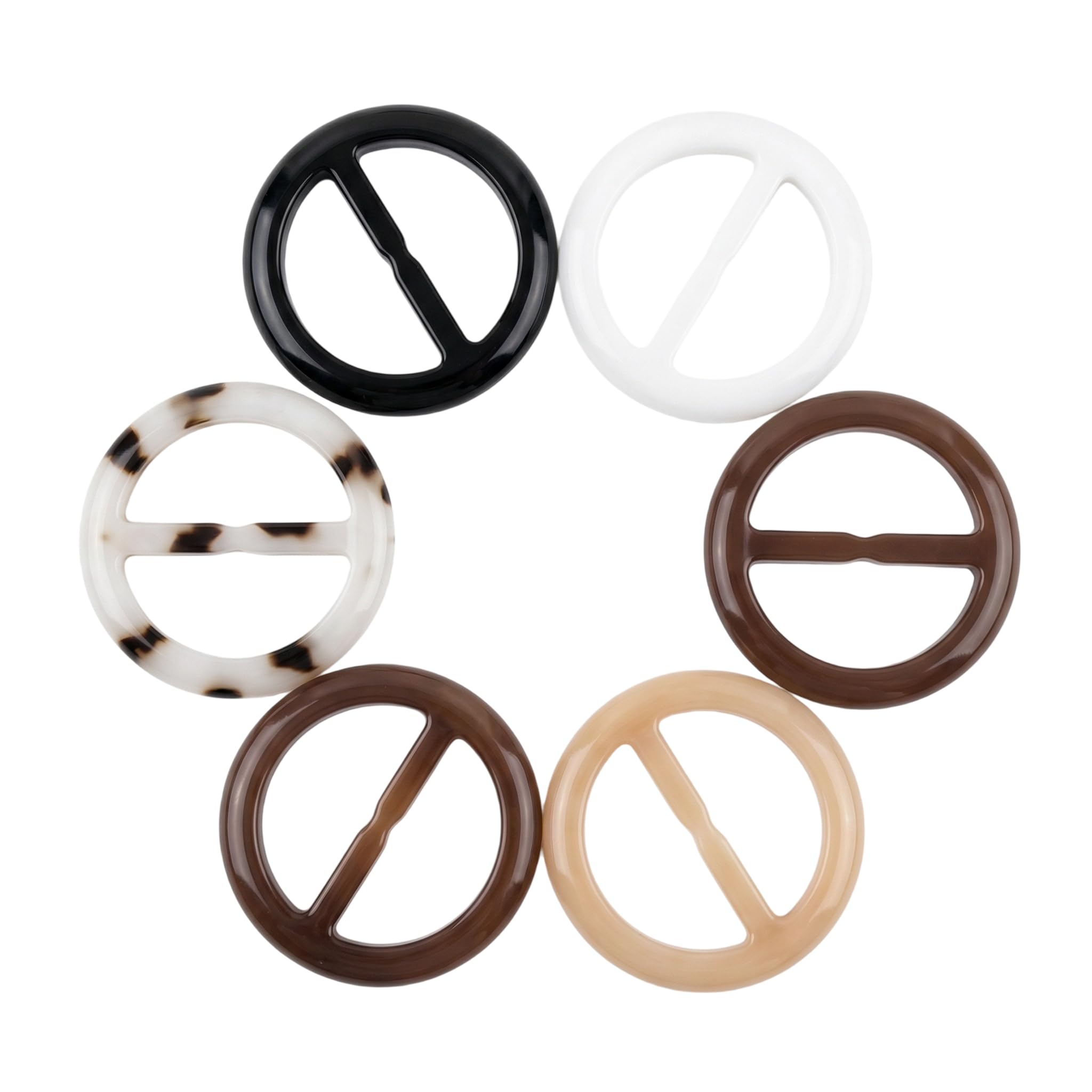 6PCS 5CM/2INCH Stylish Round Resin Scarves Buckle Shirt Clasp Belt Ring Waist Button Shawl Fixing Clip T-Shirt Corner Knotted Button Clothing Jewelry Accessories Decoration for Woman (Color Random)