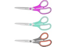 Scissors, iBayam 8" All Purpose Scissors Bulk 3-Pack, Ultra Sharp 2.5mm Thick Blade Shears Comfort-Grip Scissors for Office D
