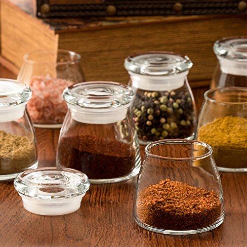Libbey Vibe Mini Glass Jar Set with Lids, 124.5 ounce Glass Spice Jars, LeadFree, 12piece