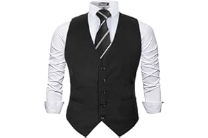 Alizeal Mens Classic Solid Color Business Suit Vest Regular Fit Tuxedo Waistcoat for Wedding