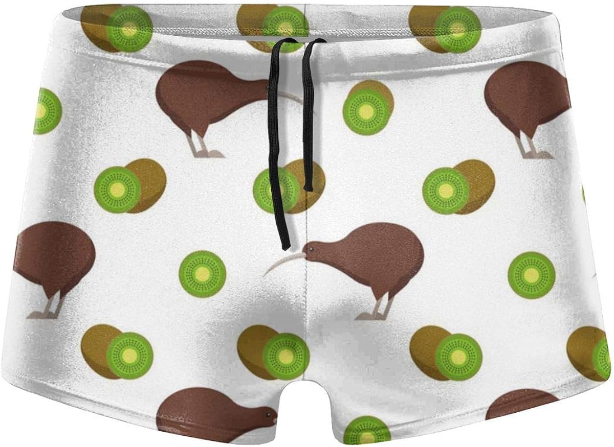 ERTERT Kiwi Birds and Fruits Men Swimwear Basic Boxer Trunks Surf