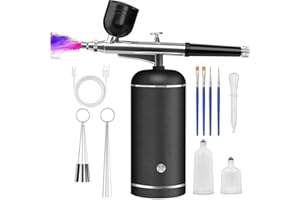 LOISVI Airbrush Kit with Compressor - 48PSI High-Pressure, Non-Clogging Air Brush Set Cordless Rechargeable with 0.3mm Nozzle and Cleaning Brush for Nail Art, Makeup, Painting, and Cake Decorating