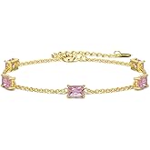 GexTyde Gold Birthstone Bracelets for Women Dainty Simple Women Link Bracelet Fine Jewelry Christmas Mother's Day Birthday Gifts for Women Wife Girlfriend Her
