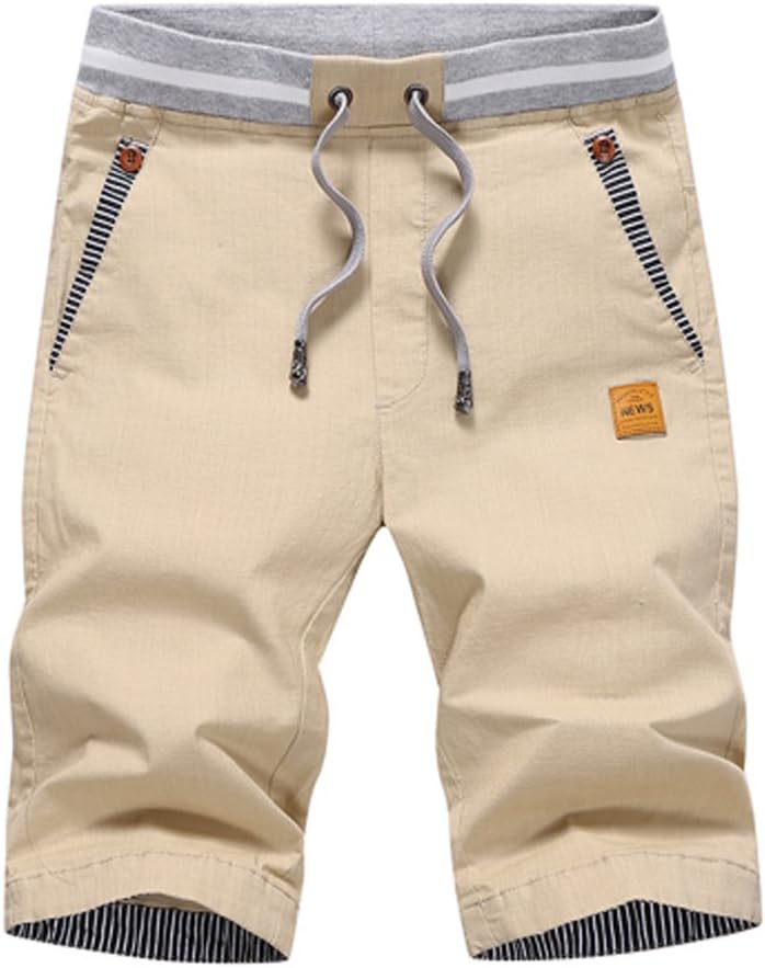 ZONGMIC Men's Shorts Casual Classic Fit Drawstring Summer Beach Shorts with Elastic Waist and Pockets