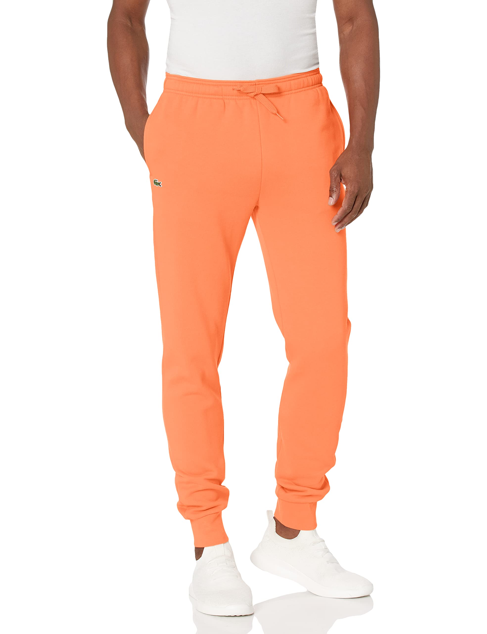 Lacoste Mens Sport Fleece Jogger Pants, Mandarin Orange, Medium US
