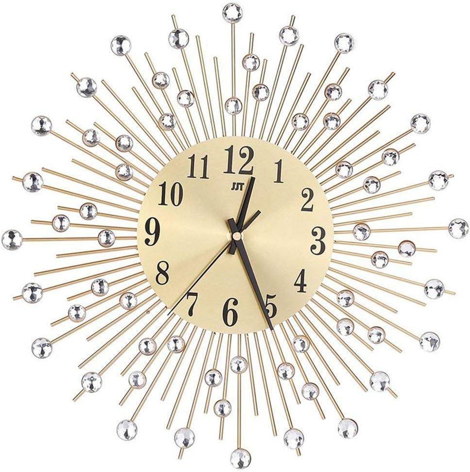 Reloj de pared llsmting con decoración de diamantes, redondo, de metal