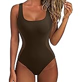 SUUKSESS One Piece Swimsuit for Women Slimming Tummy Control Square Neck Bathing Suit