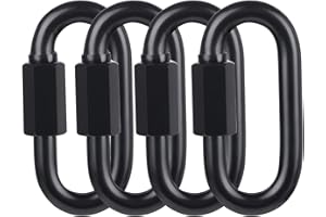 BEWISHOME D Shape Locking Carabiner, Black Quick Links Chain Links, Heavy Duty Durable Chain Connector,Black HDK03