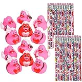 36 Piece Valentine's Day Party Favors (12 Cupid Rubber Ducks Duckies + 24 Cute Monster Valentine Pencils) Classroom Exchange Toys Variety Pack - Valentines Day Party Supplies - Gifts for Kids