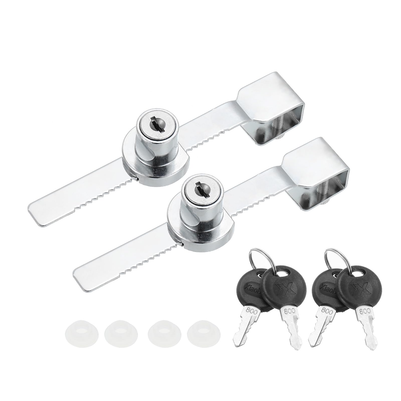 PATIKIL 2 Pack Sliding Glass Door Ratchet Lock with 4 Keys 5.6x0.6inch, Silver