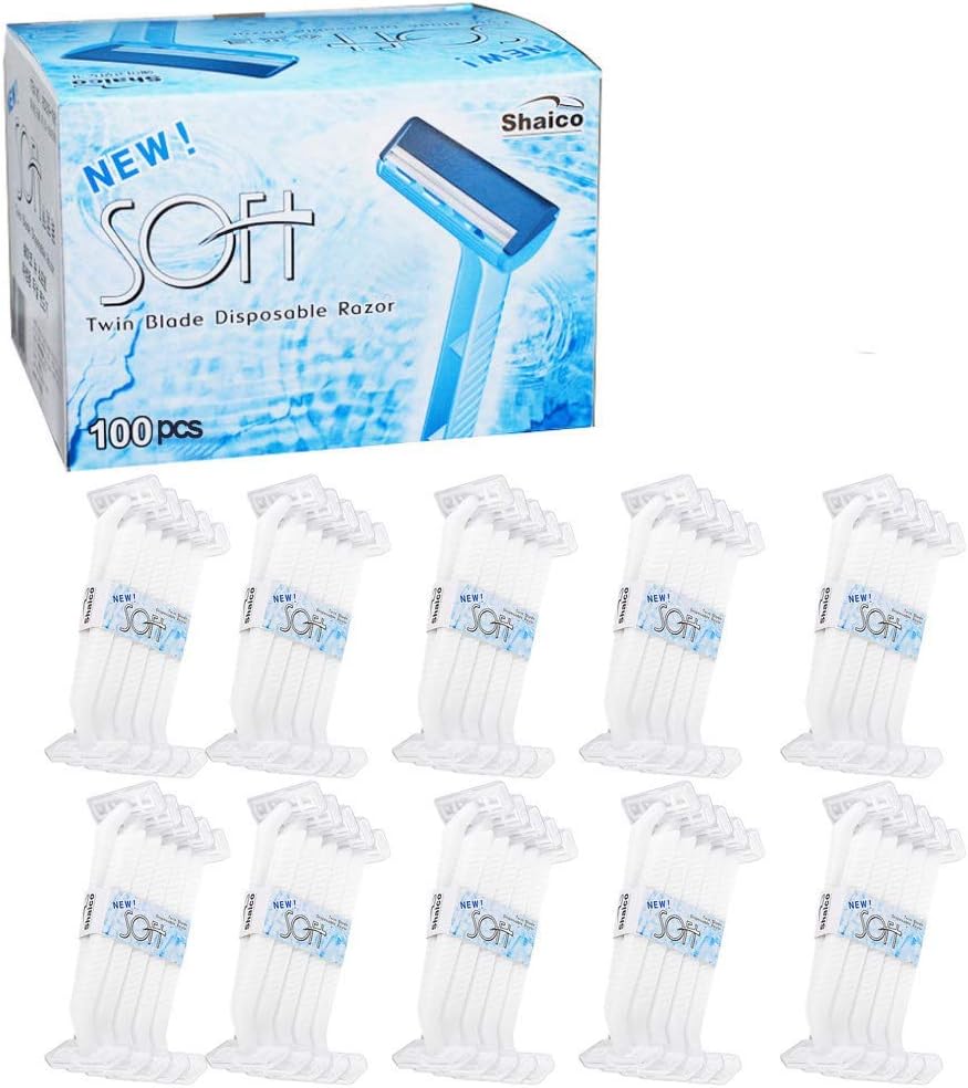 Shaico Soft Twin Blades Disposable Razors Bulk 100 Count/Shaver Razor For Man And Women
