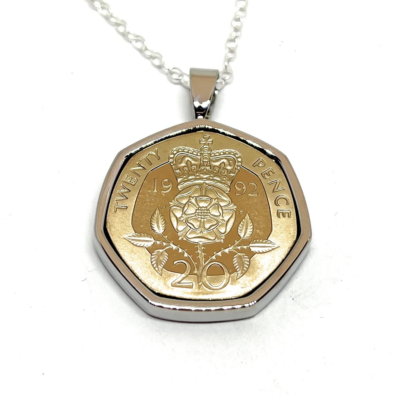1992 34th Birthday/Anniversary 20p pence coin Pendant - 20 pence Pendant from 1992 for a 34th Birthday