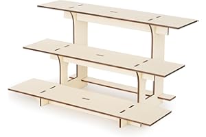Flenpptly Retail Display Shelves Display Stand Retail Table Wooden 3 Tiers Display Rack Portable Shelf Rack for Retail Counter Top Craft Shows Farmers Market Tradeshows (Straight Display)