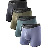 BAMBOO COOL Men's Underwear Boxer Briefs,Regular Leg,Breathable Soft Moisture-Wicking with Fly Underwear For men 4 Pack