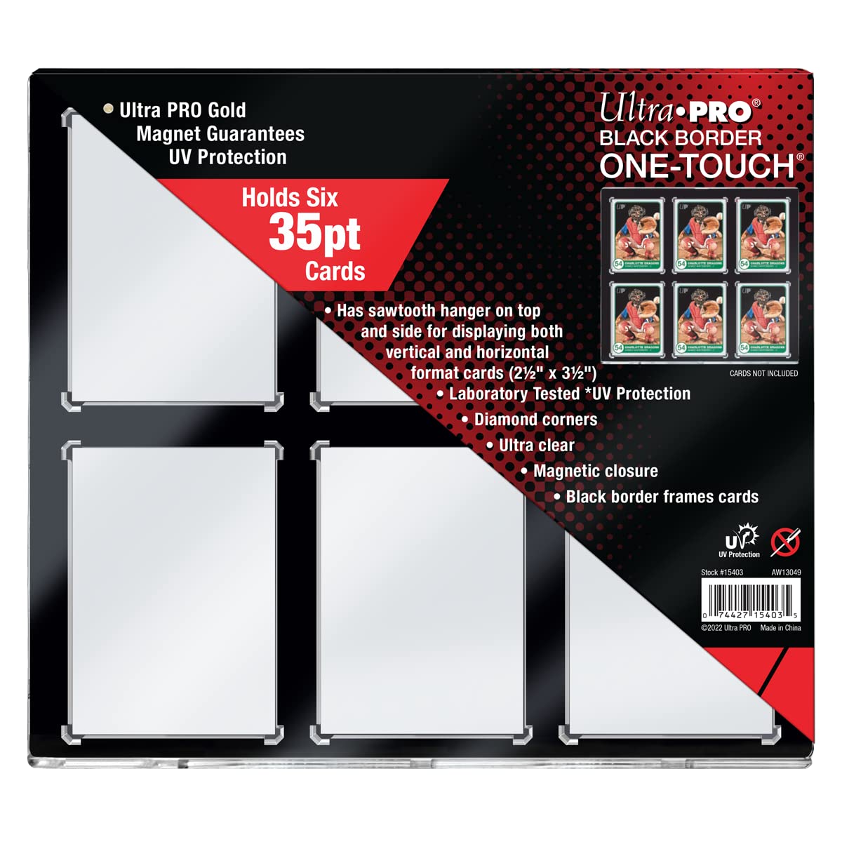 Photo 1 of Ultra PRO - Black Border ONE-Touch 6 Graded Card Display Case, Show Off & Protect Standard Size Graded Cards, Magnetic Closure & UV-Resistant