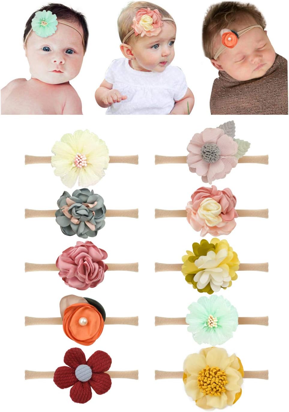 Baby Girl's Beautiful Headbands Newborn,Toddler and Kids Elastic Hairband for Photograph
