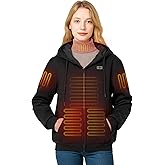 Moteoza Heated Hoodie for Women with Fleece Lining 7.4V 16000mAh Battery Women Heated Sweatshirt with Dual-Zone Heating