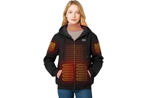 Moteoza Heated Hoodie for Women with Fleece Lining 7.4V 16000mAh Battery Women Heated Sweatshirt with Dual-Zone Heating