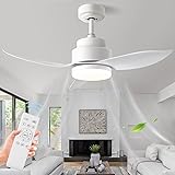 Modern White Ceiling Fans with Lights Remote