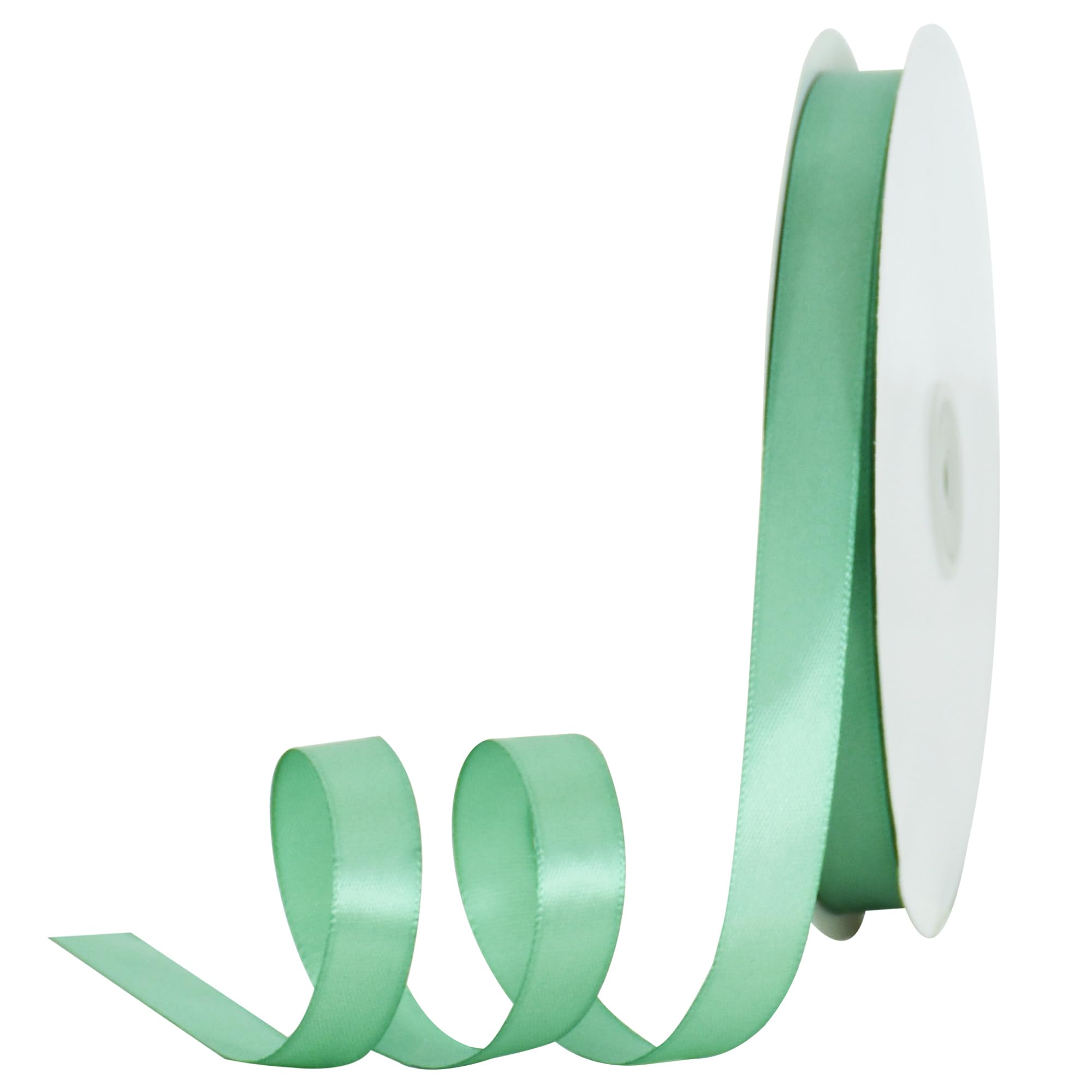 TONIFUL 5/8 Inch x 100yds Sage Satin Ribbon Thin Solid Frabic Ribbons for Sewing, Craft, Bows Making, Gift Wrapping, Invitation Cards, Wedding Party Valentine's Decor — image 1