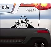 Stormtrooper Peeking Decal Vinyl Sticker Auto Car Truck Wall Laptop | Black | 4" Wide