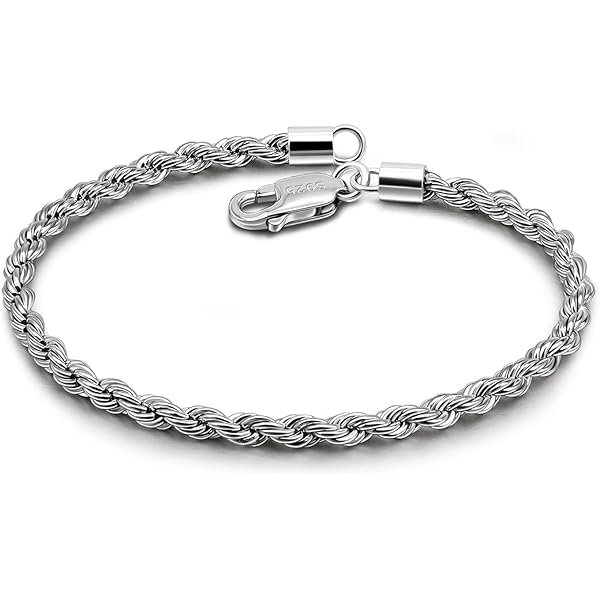 Amazon.com: 925 Sterling Silver Solid Bracelet 0.12'' Singapore