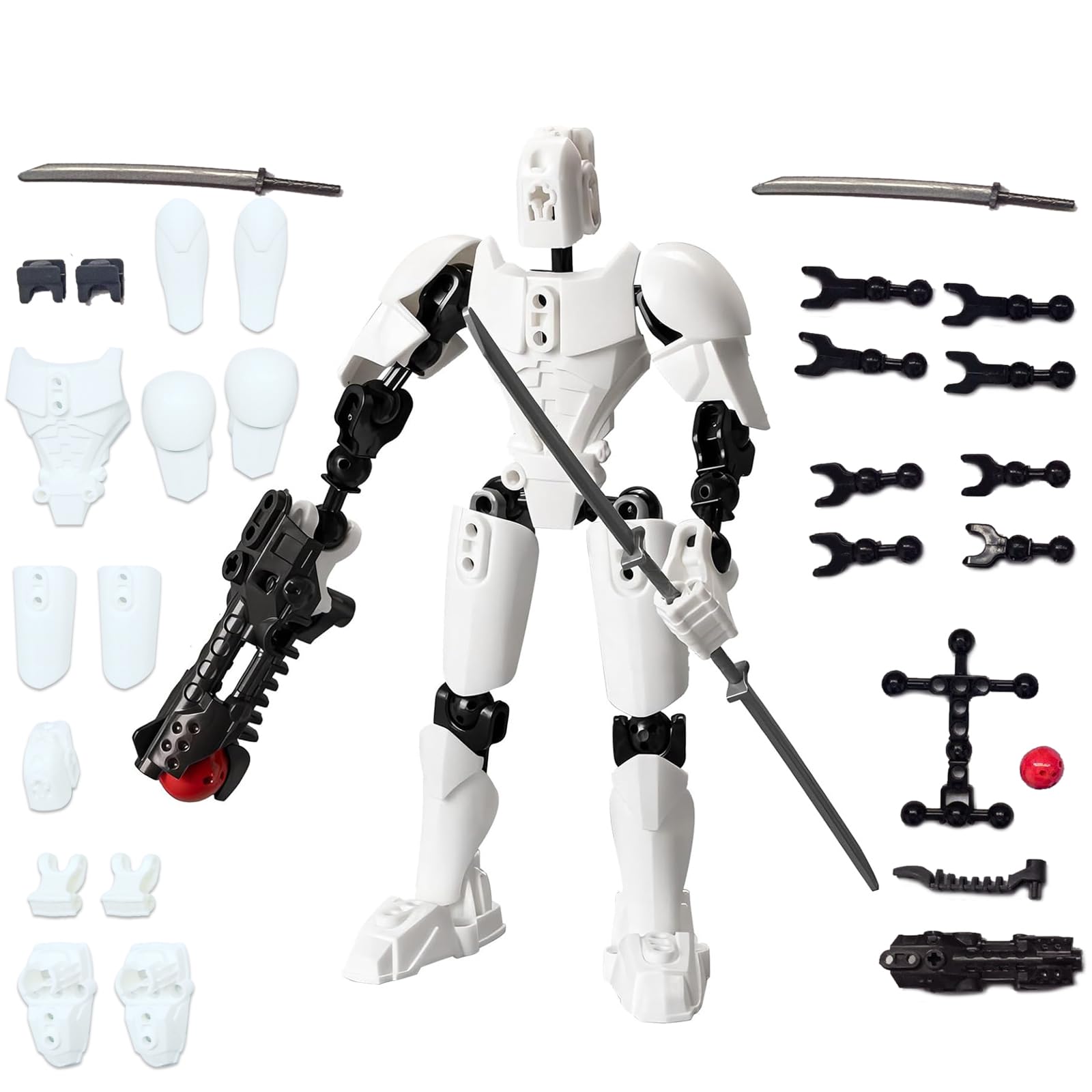 Lucky 13 Action Figures Activity Robot, Titan T13 3D Printed Mannequin Toys Multi-Jointed Movable Robots，PVC Toys Desktop Ornaments Figure ，Home Desktop Decorations Gifts for Game Lovers (White)