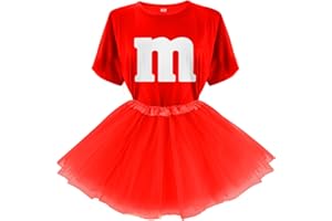 FONYFA Letter M Halloween Costumes T-Shirt Tutu Skirts, Team Group T-Shirt, Funny Costumes for Halloween Christmas Party Costume