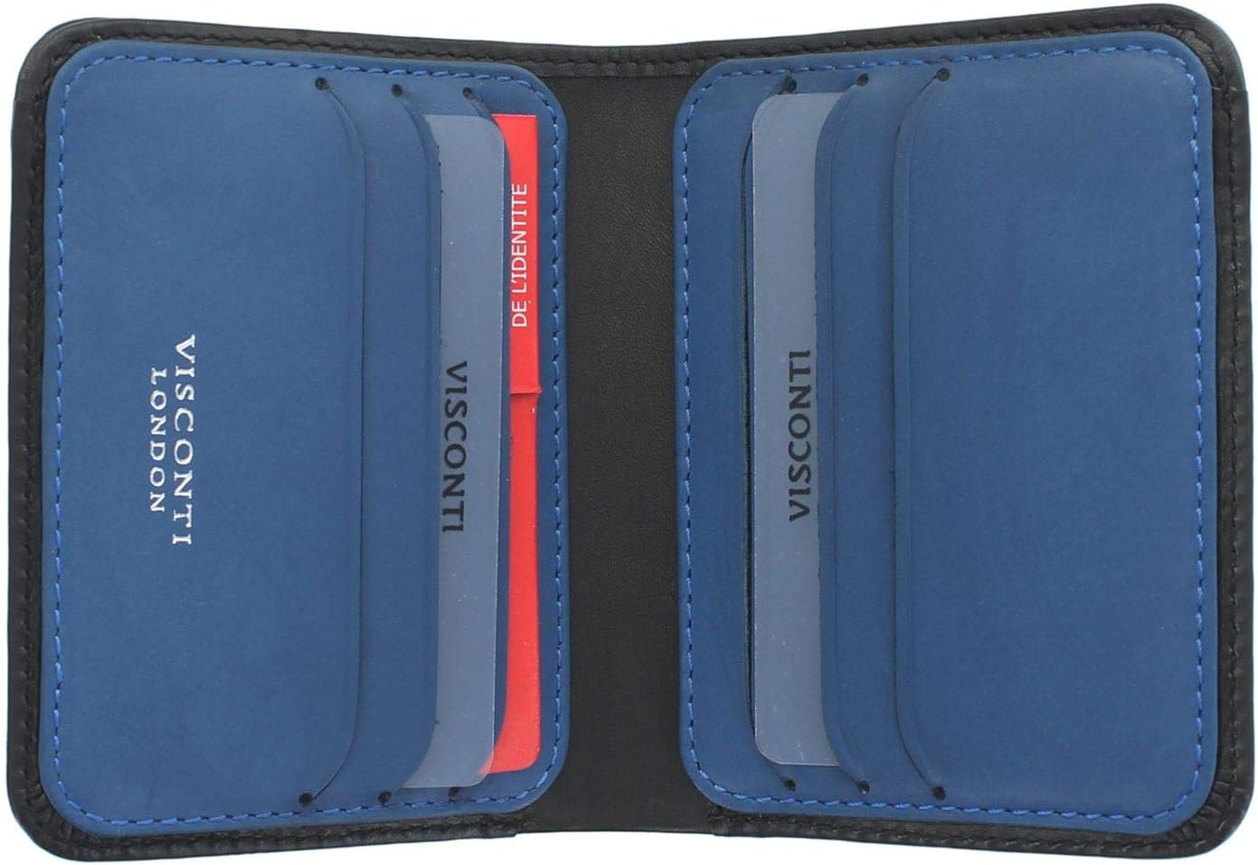 VISCONTI Slim Collection Lank Leather Wallet with RFID and Tap and Go VSL34 Black/Cobalt