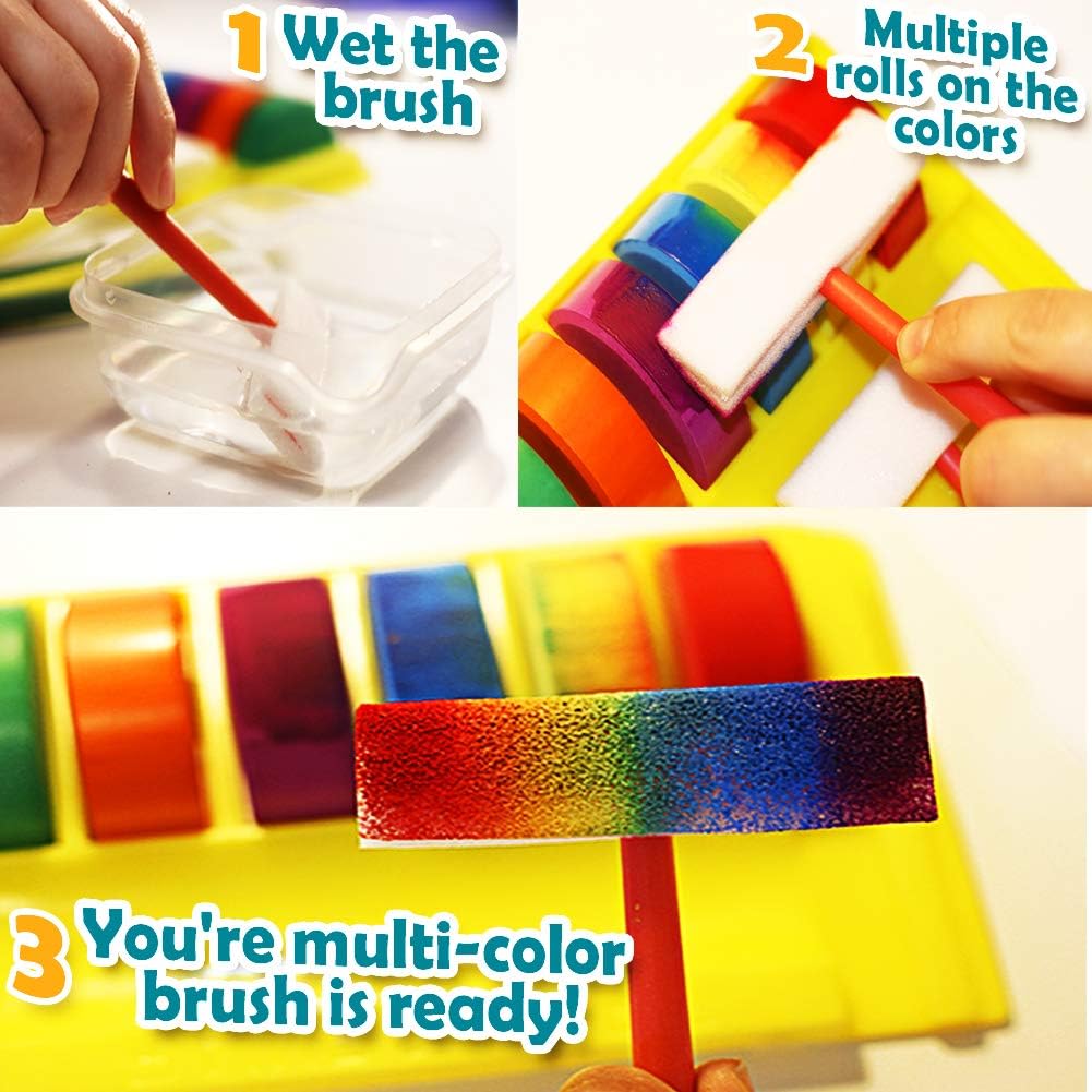 SHEFIZ Gift Watercolor Rainbow Magic Set for Girls and Boys-Kids Art Kit with 6 Sponge Brushes, 6 Count: Arts, Crafts & Sewing